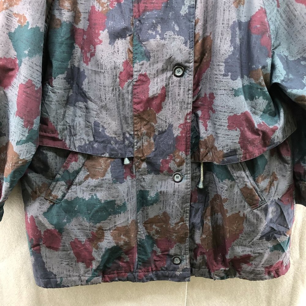 Vintage Parka Jacket Womens XL Gray Abstract Multicolor 90s Windbreaker Outdoors - Picture 4 of 11